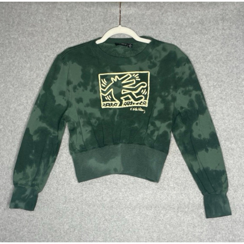 Keith Haring Green Tie Dye Sweatshirt Women's Large
